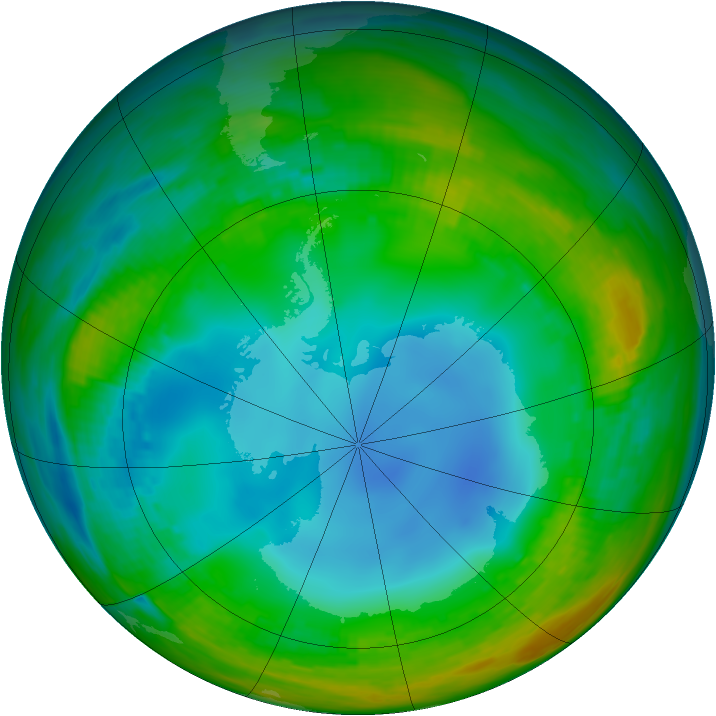 Antarctic ozone map for 20 July 1988